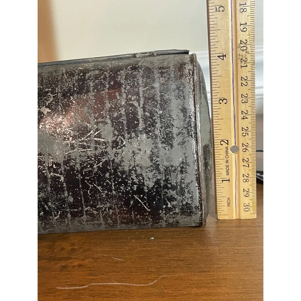 Vintage Industrial Metal Tin Box Hinged Lid Distressed Rustic Storage Container